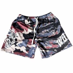 Darc Sport Men’s Mesh Athletic Shorts Sz M Tiger Camo Wolves Spellout LE Of 1000